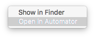 open in automator